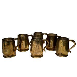 Vintage Brass Mug Set 6 Piece Seventh Avenue India Large